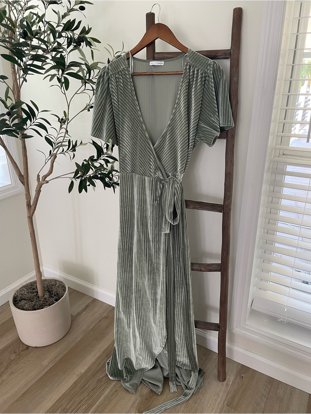 Baltic Born Sage Velvet Wrap Dress